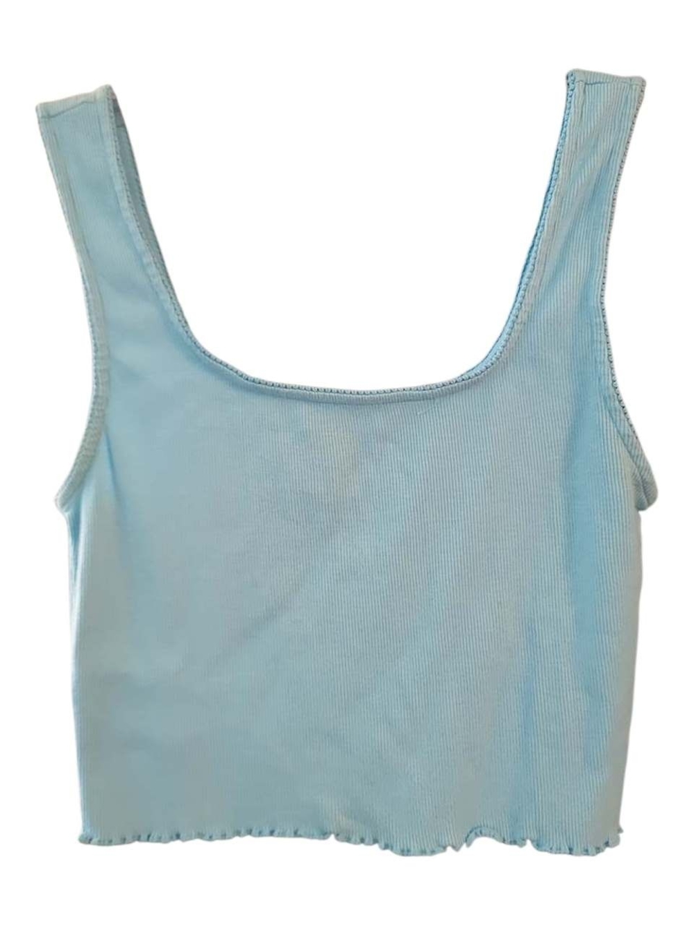 Forever 21 Light Sky Blue Cropped Ribbed Tank Top - Size M